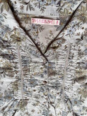 C.F.K., Kids Grey cotton blouse with grey/light brown floral print, size: 8 yrs